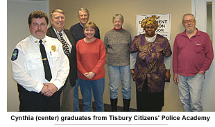 Cynthia (center) graduates from Tisbury Citizens' Police Academy.